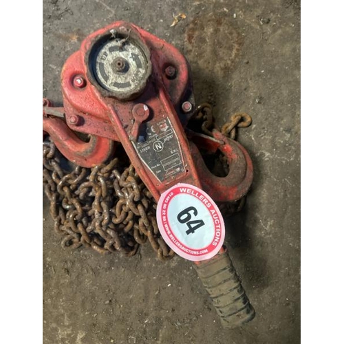 64 - 3 TONNE LEVER HOIST AND CHAIN