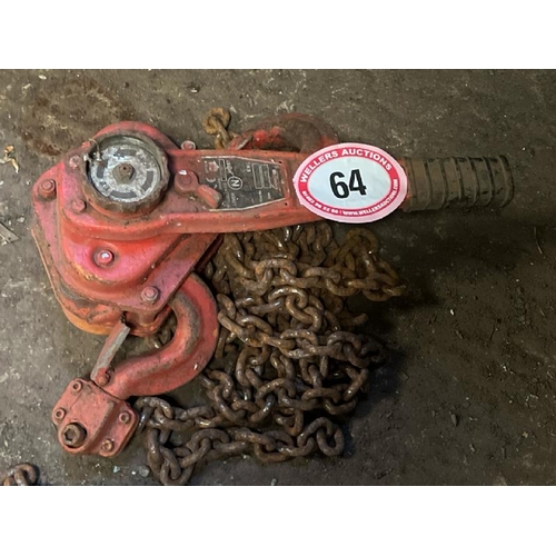 64 - 3 TONNE LEVER HOIST AND CHAIN