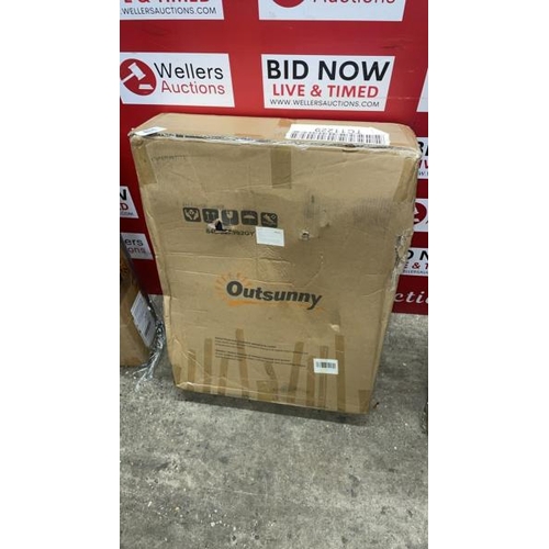 8039 - RRP: 109.99 - OUTSUNNY FOLDING TROLLEY CART STORAGE WAGON BEACH TRAILER 4 WHEELS WITH HANDLE OVERHEA... 