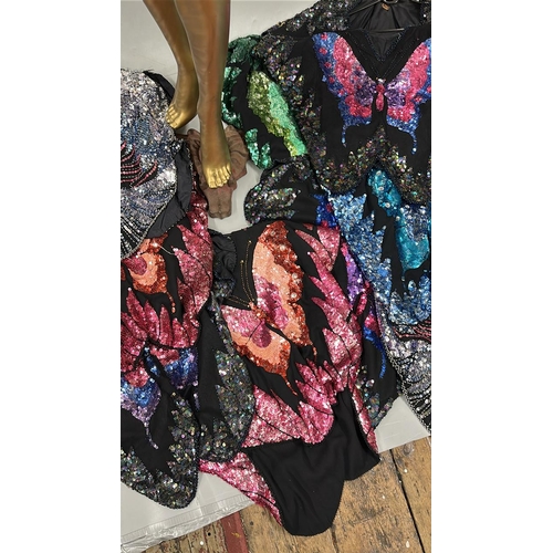 26 - An assortment of Vintage sequinned butterfly and peacock tops of varying colour combinations, 17 top... 