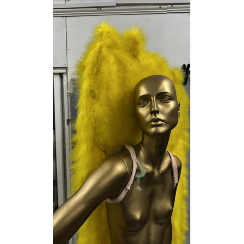 76 - Ten stage used showgirl yellow / yellow & green feather back pieces / Rail 4