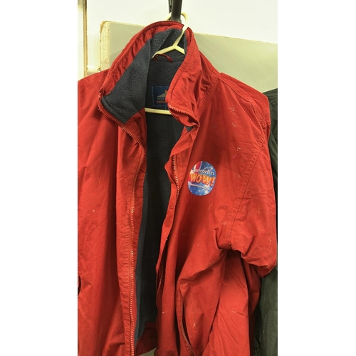 85 - Four worn outdoor coats from Gerry's Cottles 'Wow Show' and Wookey Hole./Rail 4