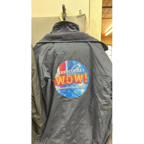 85 - Four worn outdoor coats from Gerry's Cottles 'Wow Show' and Wookey Hole./Rail 4