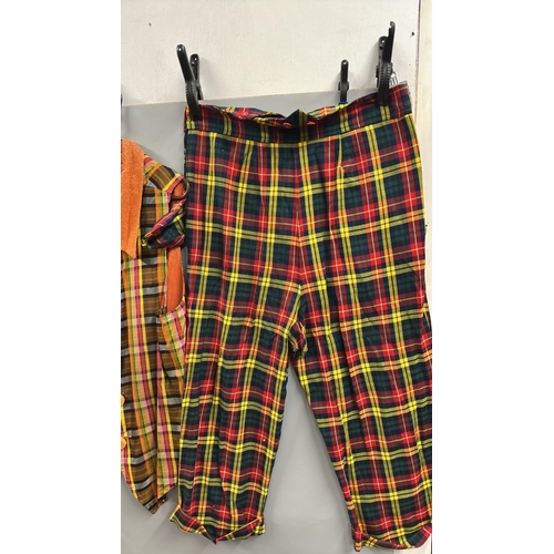 104 - Stage worn clown costume including waistcoat with oversized buttons and trousers / Rail 4
