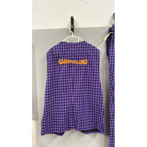 108 - Stage worn 'candyfloss' clown costume, to include matching trousers and waistcoat. /Rail 4
