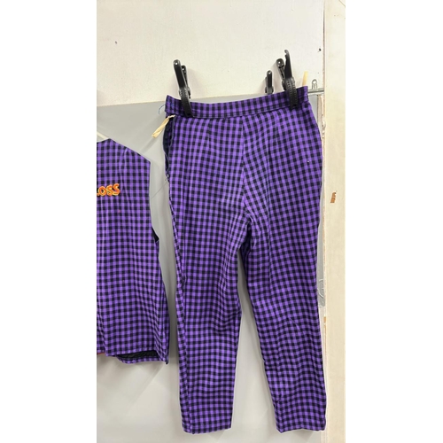 108 - Stage worn 'candyfloss' clown costume, to include matching trousers and waistcoat. /Rail 4