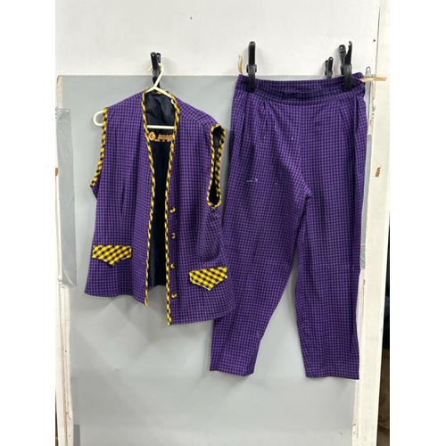 109 - Stage worn 'candyfloss' clown costume, to include matching trousers and waistcoat. /Rail 4