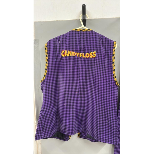 109 - Stage worn 'candyfloss' clown costume, to include matching trousers and waistcoat. /Rail 4