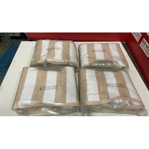 8314 - X4 NEW BIANCA PURE QUALITY REVERSIBLE STRIPE JACQUARD BATH SHEET / PLEASE NOTE: ANY PURCHASES LEFT A... 