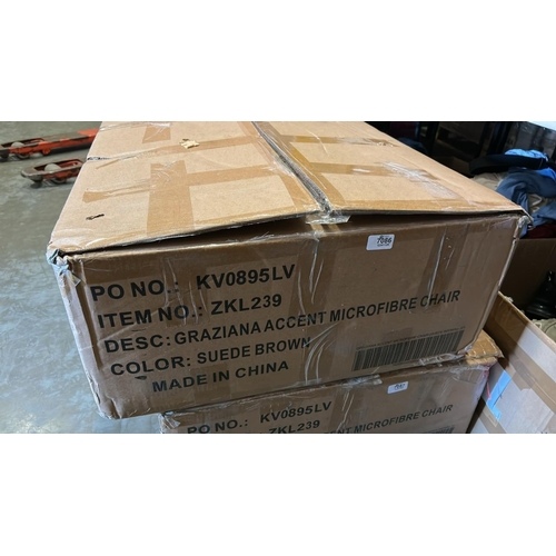 7086 - GRAZIANA ACCENT MICROFIBRE SUEDE BROWN CHAIR, NEW