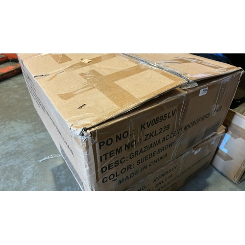 7087 - GRAZIANA ACCENT MICROFIBRE SUEDE BROWN CHAIR, NEW