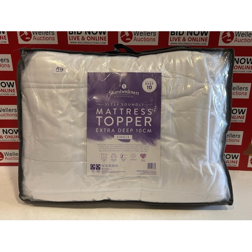7118 - SLUMBERDOWN SLEEP SOUNDLY MATTRESS TOPPER, EXTRA DEEP 10CM, SINGLE, NEW