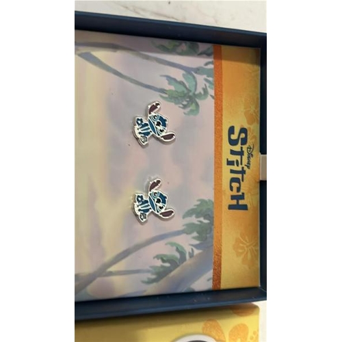 NEW DISNEY STITCH SILVER PLATED EAR RINGS