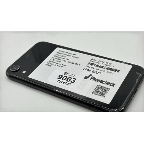 9063 - APPLE IPHONE XR / A2105 / 64GB / IMEI: 356454105706013 / I-CLOUD UNLOCKED