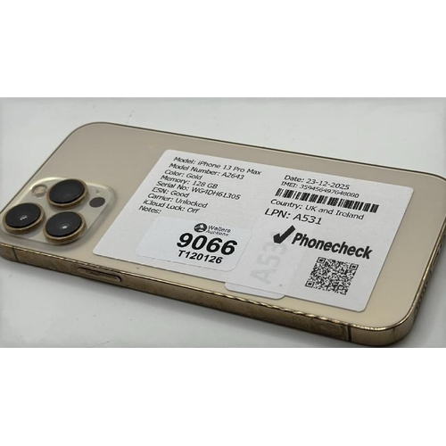 9066 - APPLE IPHONE 13 PRO MAX / A2643 / 128GBGB / IMEI: 359456497648080 / I-CLOUD UNLOCKED