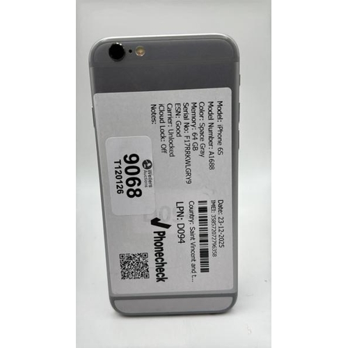 9068 - APPLE IPHONE 6S / A1688 / 64GB / IMEI: 358572072796358 / I-CLOUD UNLOCKED