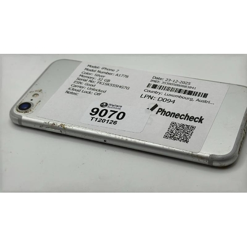 9070 - APPLE IPHONE 7 / A1778 / 32GB / IMEI: 353805080883841 / I-CLOUD UNLOCKED