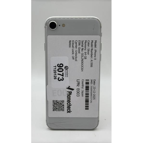 9073 - APPLE IPHONE 8 / A1906 / 64GB / IMEI: 356095099727141 / I-CLOUD UNLOCKED