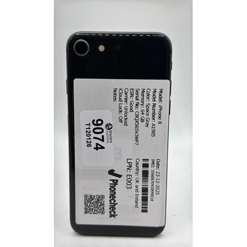 9074 - APPLE IPHONE 8 / A1905 / 64GB / IMEI: 356087093899018 / I-CLOUD UNLOCKED