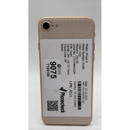 9075 - APPLE IPHONE 8 / A1905 / 256GB / IMEI: 356763082631287 / I-CLOUD UNLOCKED