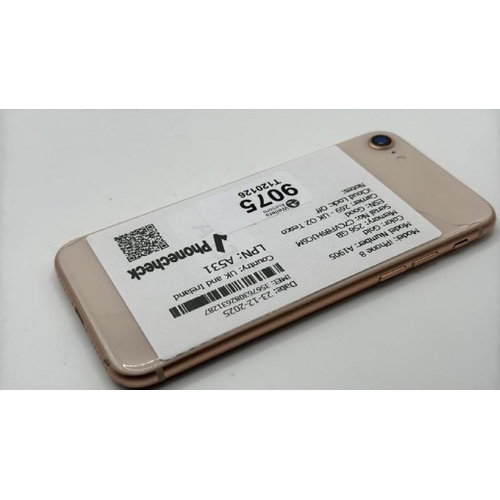 9075 - APPLE IPHONE 8 / A1905 / 256GB / IMEI: 356763082631287 / I-CLOUD UNLOCKED
