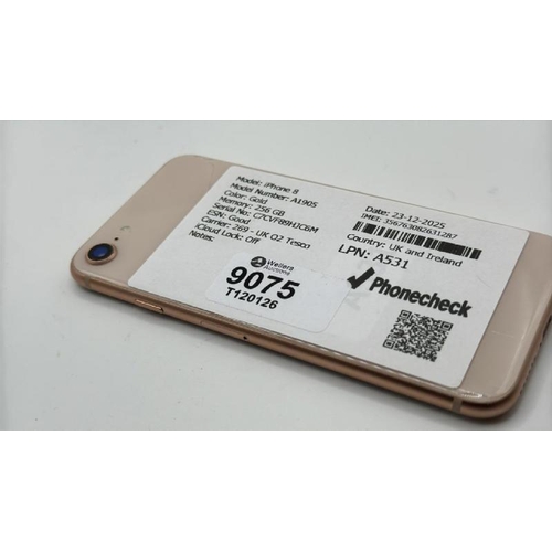 9075 - APPLE IPHONE 8 / A1905 / 256GB / IMEI: 356763082631287 / I-CLOUD UNLOCKED