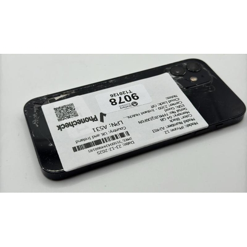 9078 - APPLE IPHONE 12 / A2403 / 64GB / IMEI: 355004344960185 / I-CLOUD UNLOCKED