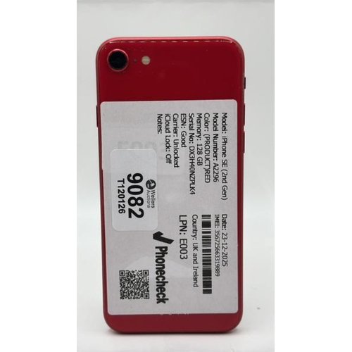 9082 - APPLE IPHONE SE (2ND GEN) / 128GB / A2296 / IMEI: 356725663319889 / I-CLOUD UNLOCKED