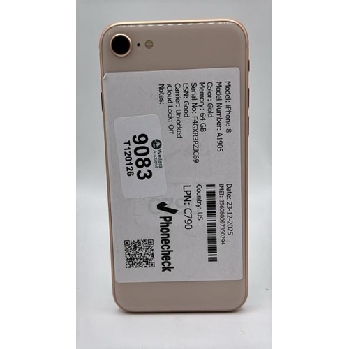 9083 - APPLE IPHONE 8 / A1905 / 64GB / IMEI: 356080097350294 / I-CLOUD UNLOCKED