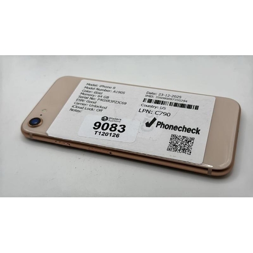 9083 - APPLE IPHONE 8 / A1905 / 64GB / IMEI: 356080097350294 / I-CLOUD UNLOCKED