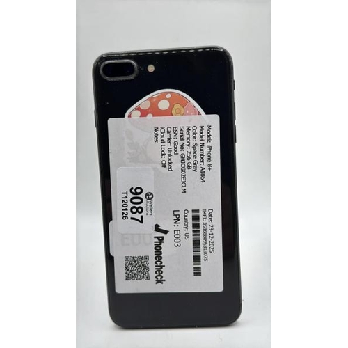 9087 - APPLE IPHONE 8 PLUS / A1864 / 256GB / IMEI: 358688095319075 / I-CLOUD UNLOCKED
