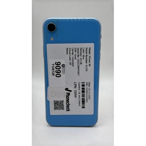 9090 - APPLE IPHONE XR / A2105 / 64GB / IMEI: 353090101870842 / I-CLOUD UNLOCKED