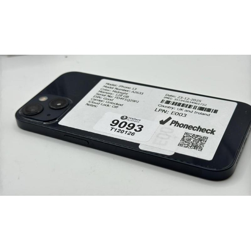 9093 - APPLE IPHONE 13 / A2633 / 128GB / IMEI: 351942834961722 / I-CLOUD UNLOCKED