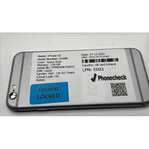 9095 - X2 APPLE IPHONES: IPHONE SE / A1723 / 16GB / IMEI: 359144079385624 & IPHONE 6S / A1688 / 128GB / IME... 