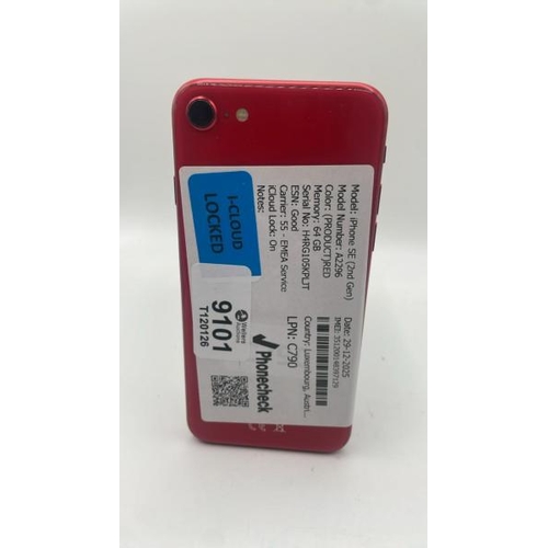 9101 - APPLE IPHONE SE (2ND GEN) / A2296 / 64GB / IMEI: 351200148397129 / I-CLOUD LOCKED
