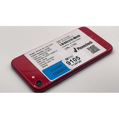 9105 - APPLE IPHONE SE (2ND GEN) / A2296 / 64GB / IMEI: 355555757001759 / I-CLOUD LOCKED