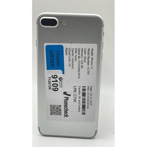 9109 - APPLE IPHONE 7 PLUS / A1784 / 128GB / IMEI: 355357085892508 / I-CLOUD LOCKED