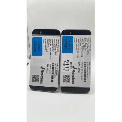 9111 - X2 APPLE IPHONES: IPHONE 5S / A1457 / 16GB / IMEI: 359138074633590 & IPHONE SE / A1723 / 32GB / IMEI... 