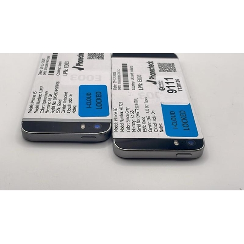 9111 - X2 APPLE IPHONES: IPHONE 5S / A1457 / 16GB / IMEI: 359138074633590 & IPHONE SE / A1723 / 32GB / IMEI... 