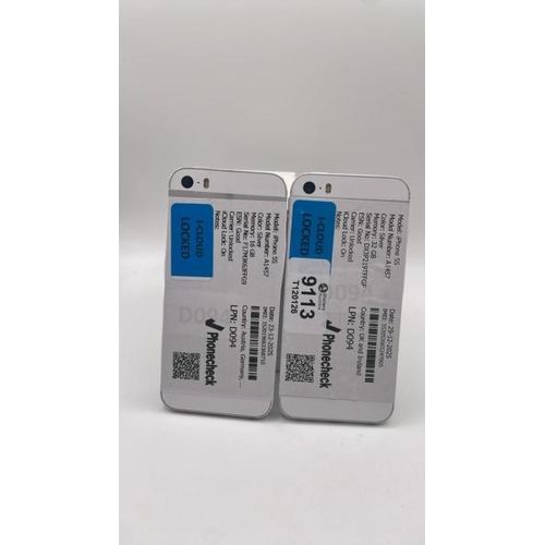 9113 - X2 APPLE IPHONES: IPHONE 5S / A1457 / 16GB / IMEI: 352019063368710 & IPHONE 5S / A1457 / 32GB / IMEI... 