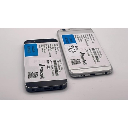 9114 - X2 APPLE IPHONES: IPHONE 5 / A1429 / 16GB / IMEI: 013633006294253 & IPHONE 6 / A1586 / 16GB / IMEI: ... 
