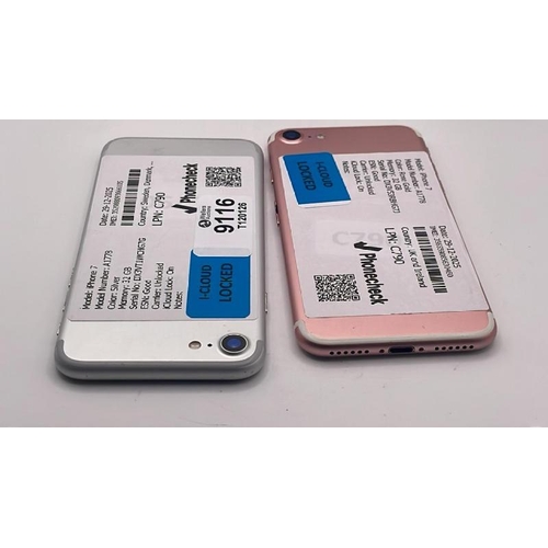 9116 - X2 APPLE IPHONES: IPHONE 7 / A1778 / 32GB / IMEI: 356559085630460 & IMEI: 352988093666105 / I-CLOUD ... 
