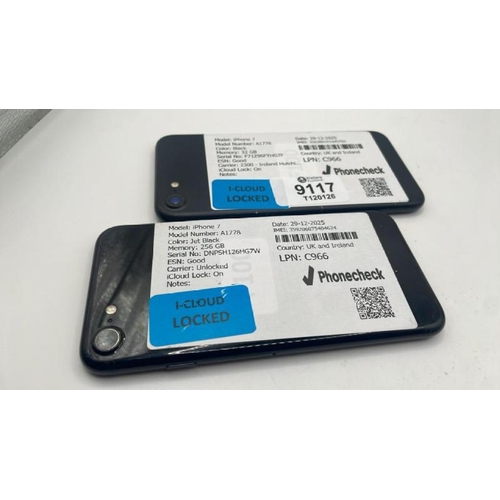 9117 - X2 APPLE IPHONES: IPHONE 7 / A1778 / 32GB / IMEI: 356389101045703 & IPHONE 7 / A1778 / 256GB / IMEI:... 