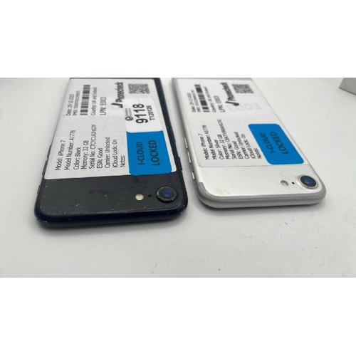 9118 - X2 APPLE IPHONES: IPHONE 7 / A1778 / 32GB / IMEI: 355323089651787 & IMEI: 358687093298075 / I-CLOUD ... 