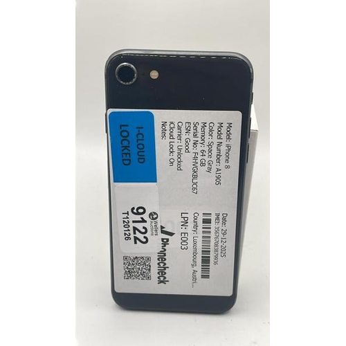 9122 - APPLE IPHONE 8 / A1905 / 64GB / IMEI: 356767083879936 / I-CLOUD LOCKED