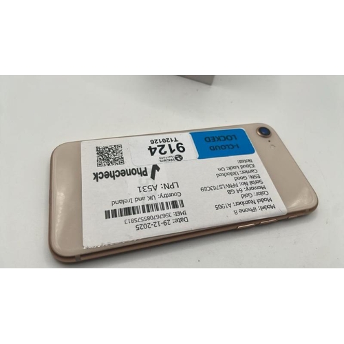 9124 - APPLE IPHONE 8 / A1905 / 64GB / IMEI: 356767085575813 / I-CLOUD LOCKED