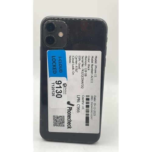 9130 - APPLE IPHONE 11 / A2111 / 128GB / IMEI: 356560100210247 / I-CLOUD LOCKED