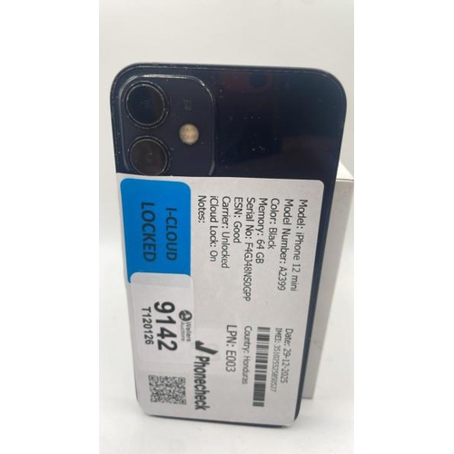 9142 - APPLE IPHONE 12 MINI / A2399 / 64GB / IMEI: 351025525850527 / I-CLOUD LOCKED