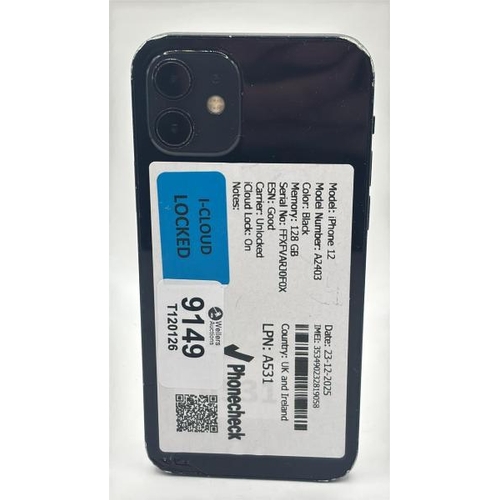 9149 - APPLE IPHONE 12 / A2403 / 128GB / IMEI: 353490232819058 / I-CLOUD LOCKED