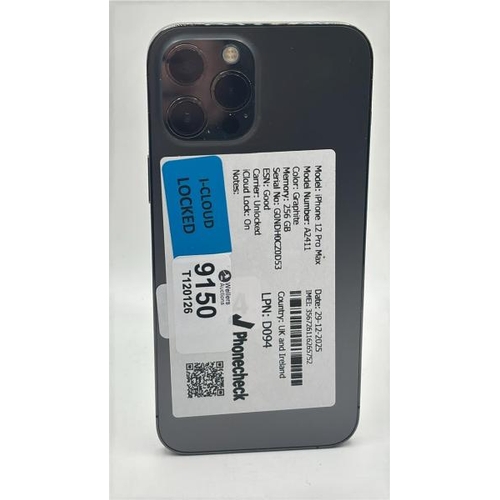 9150 - APPLE IPHONE 12 PRO MAX / A2411 / 256GB / IMEI: 356726116265752 / I-CLOUD LOCKED